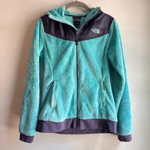 The North Face Jacket Oso Hoodie Cozy Fleece Full Zip Coat Teal/Gray Small S